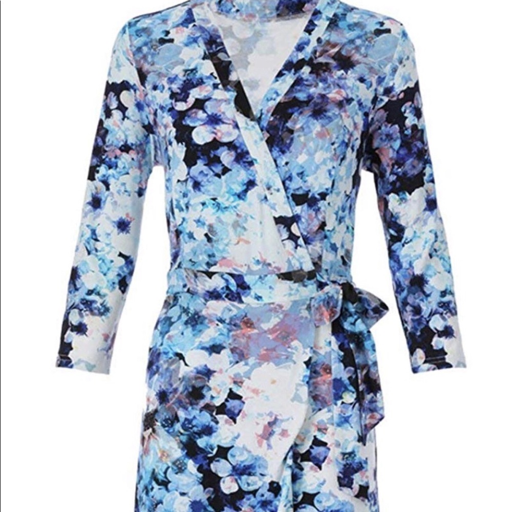 Krimson Klover Blue Multi Floral Wrap Shorts Jumpsuit